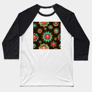 Ethnic Brooches Seamless Pattern Baseball T-Shirt